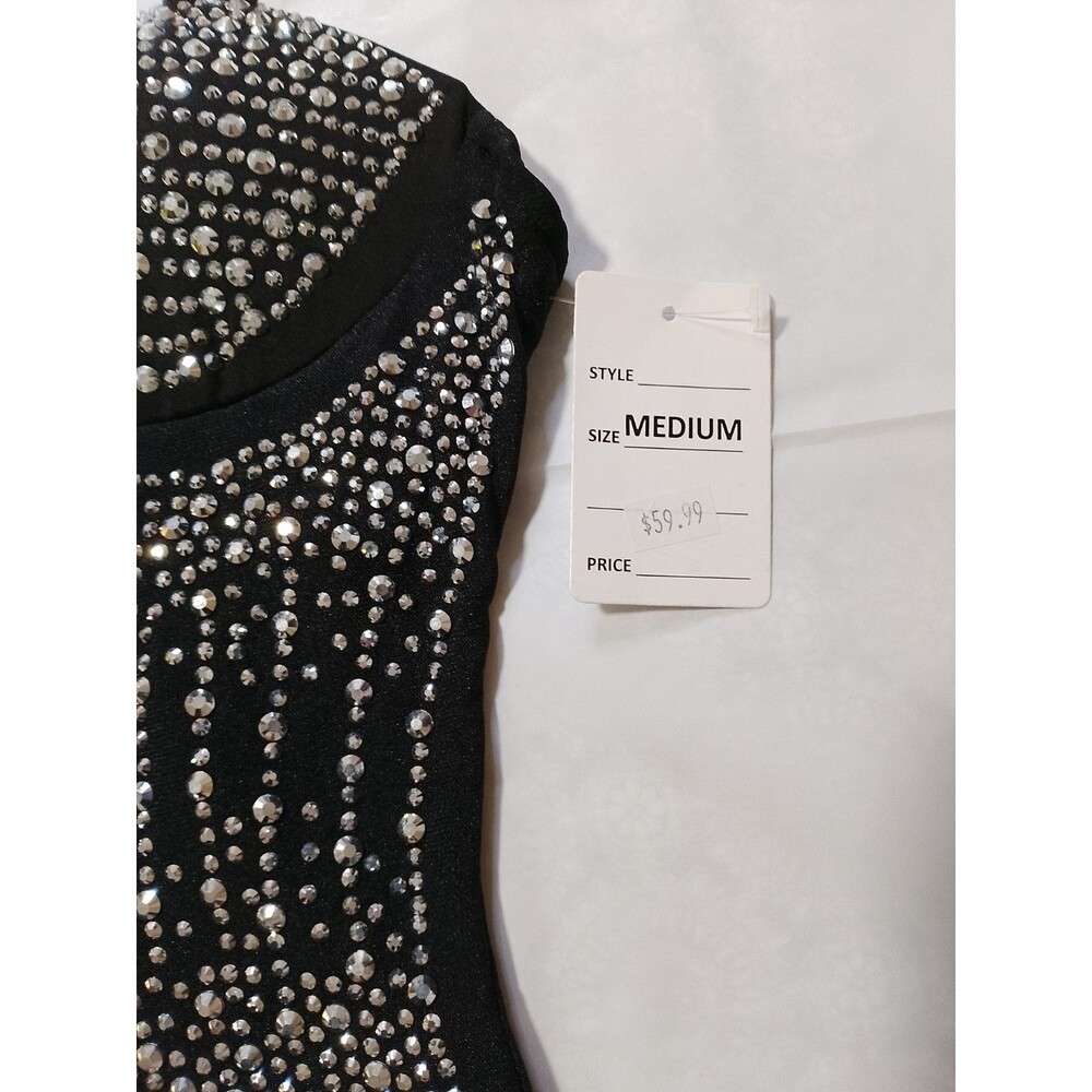 Bodycon Midi Dress with Rhinestone - Picture 8 of 9
